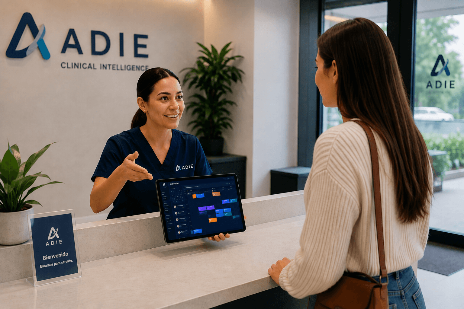 Clinical assistant and patient using the ADIE calendar for continuity of care